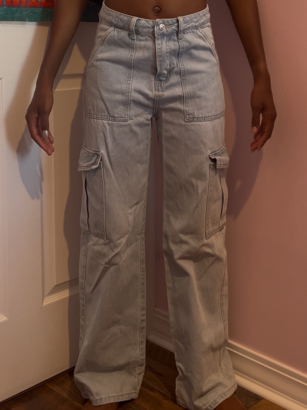 Light Blue Cargo Jeans with Flap Pockets